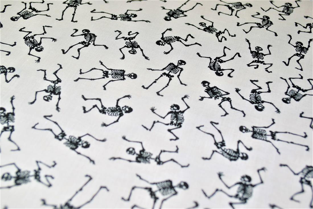Skeletons All Over Printed Poly Cotton Fabric