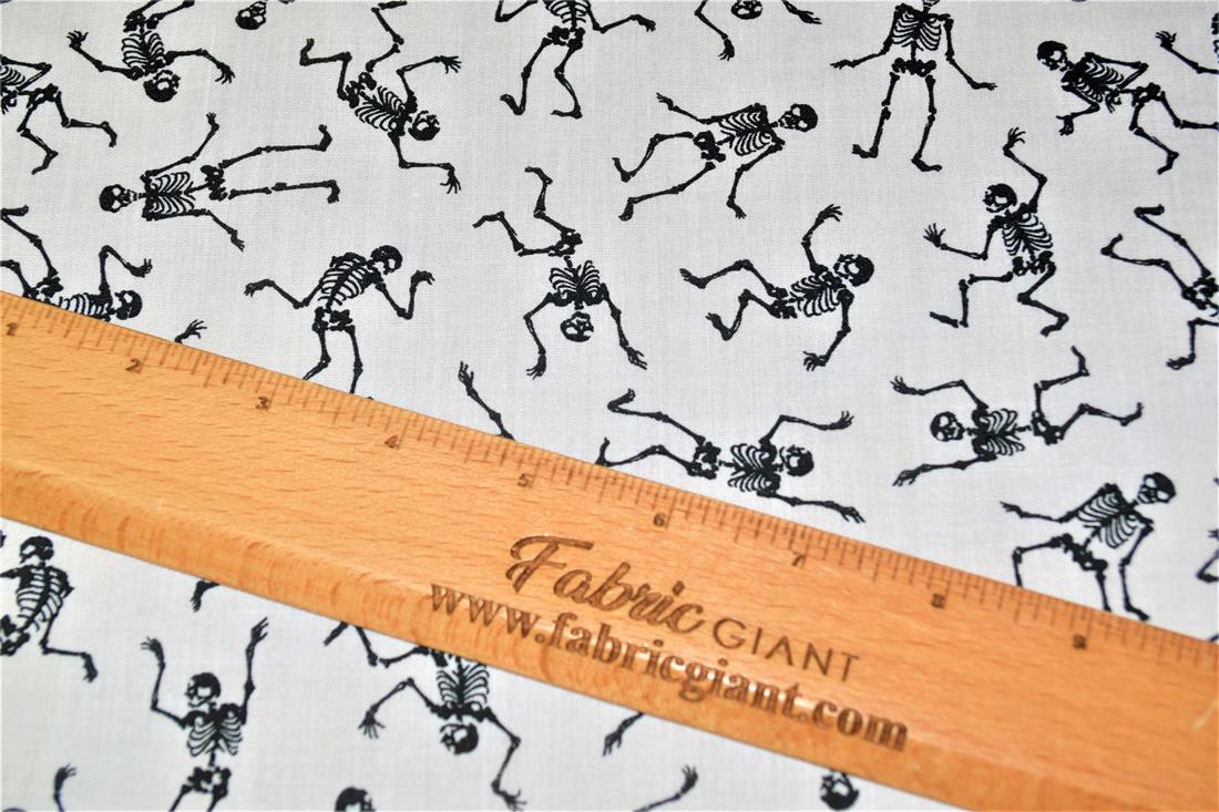 Skeletons All Over Printed Poly Cotton Fabric