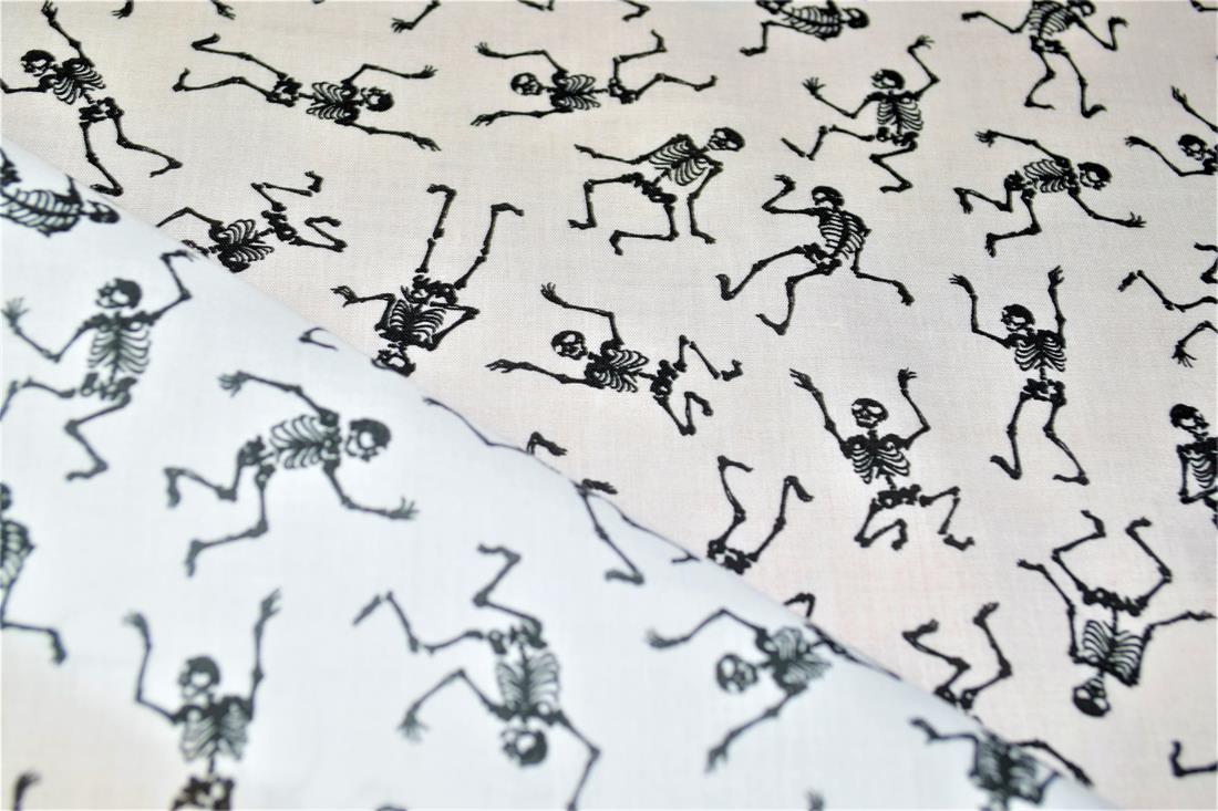 Skeletons All Over Printed Poly Cotton Fabric