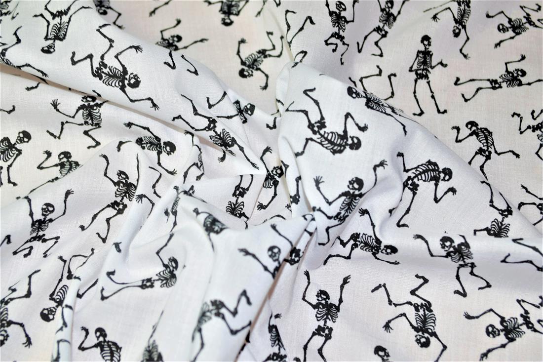 Skeletons All Over Printed Poly Cotton Fabric