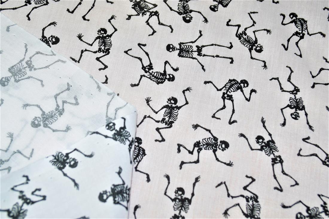 Skeletons All Over Printed Poly Cotton Fabric