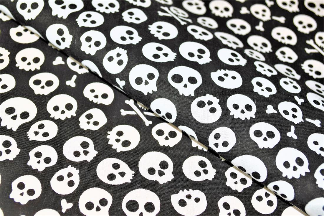 Skulls All Over Printed Poly Cotton Fabric