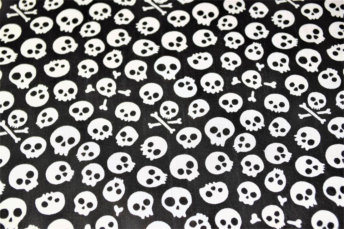 Skulls All Over Printed Poly Cotton Fabric