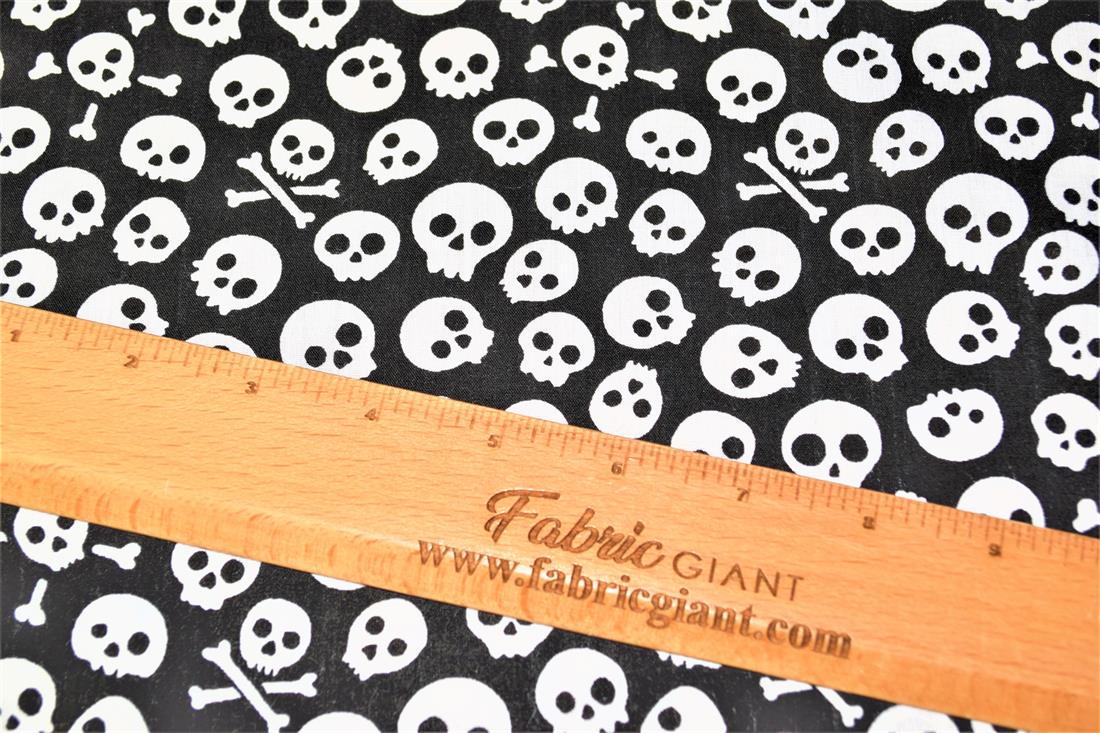 Skulls All Over Printed Poly Cotton Fabric