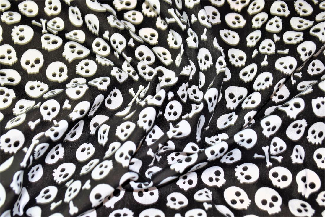 Skulls All Over Printed Poly Cotton Fabric