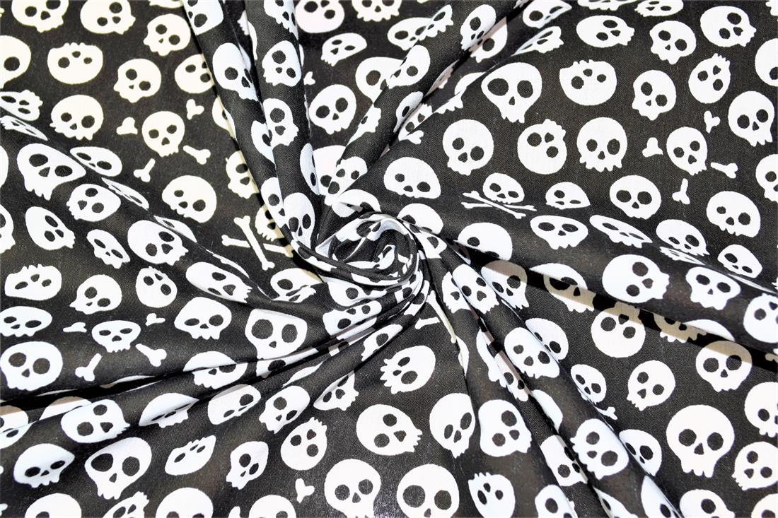 Skulls All Over Printed Poly Cotton Fabric