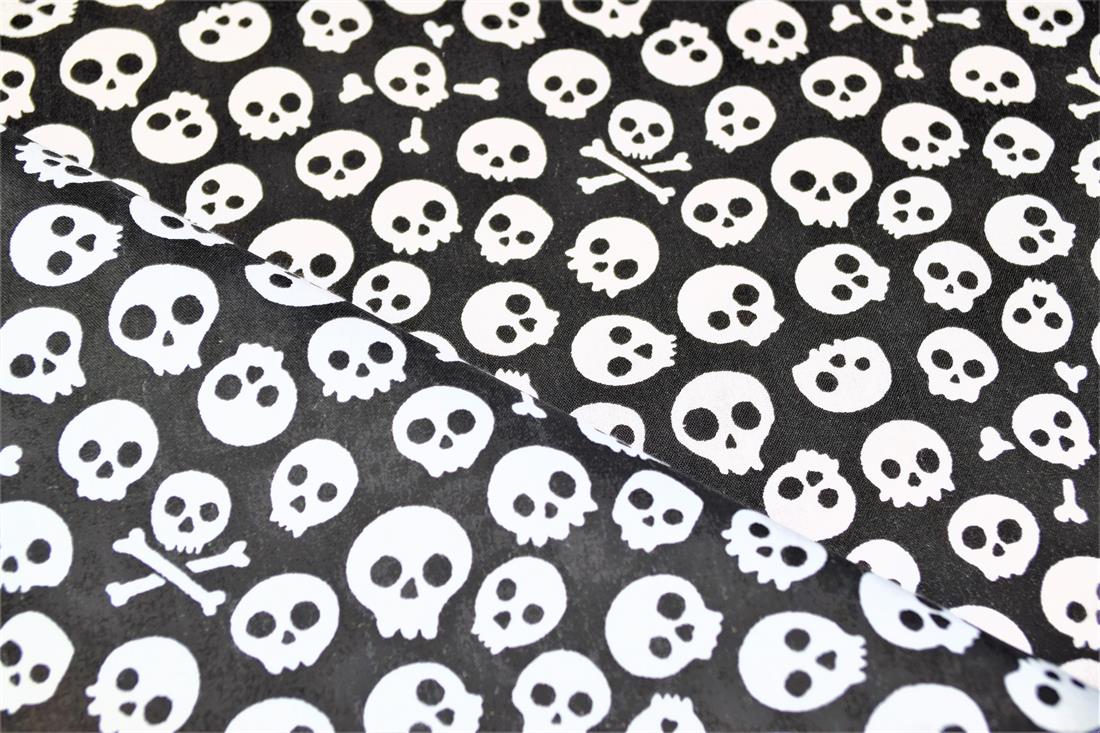 Skulls All Over Printed Poly Cotton Fabric