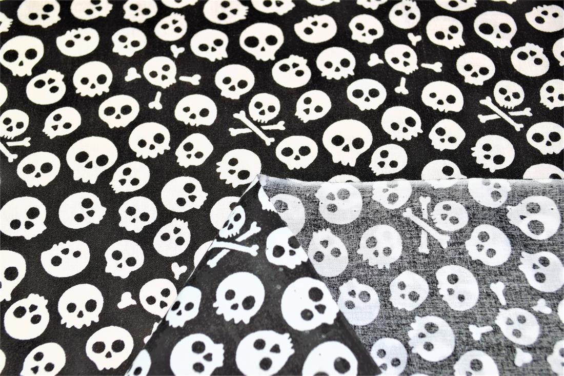 Skulls All Over Printed Poly Cotton Fabric