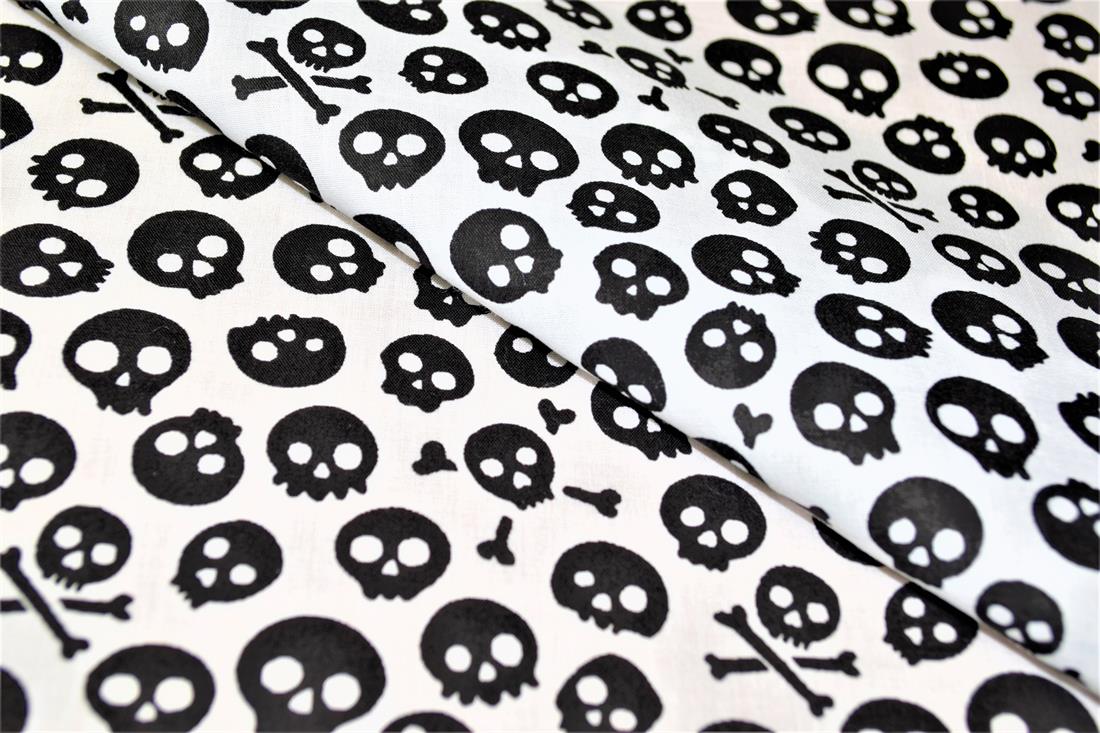 Skulls All Over Printed Poly Cotton Fabric