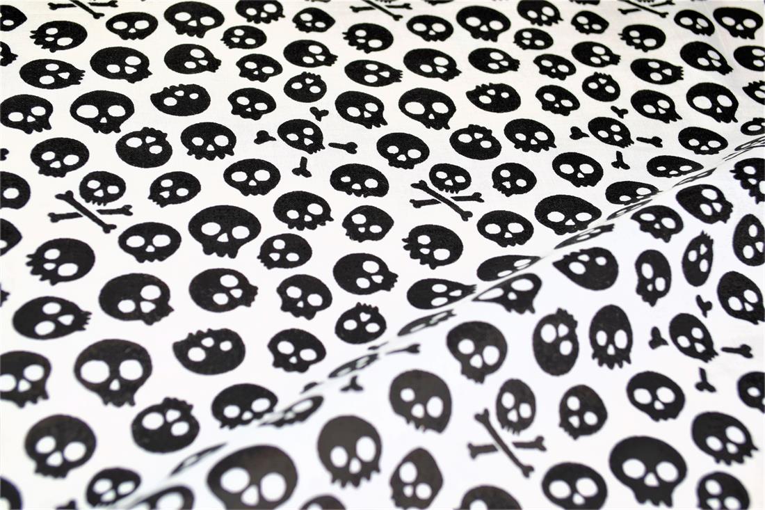 Skulls All Over Printed Poly Cotton Fabric