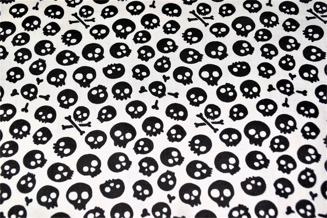 Skulls All Over Printed Poly Cotton Fabric