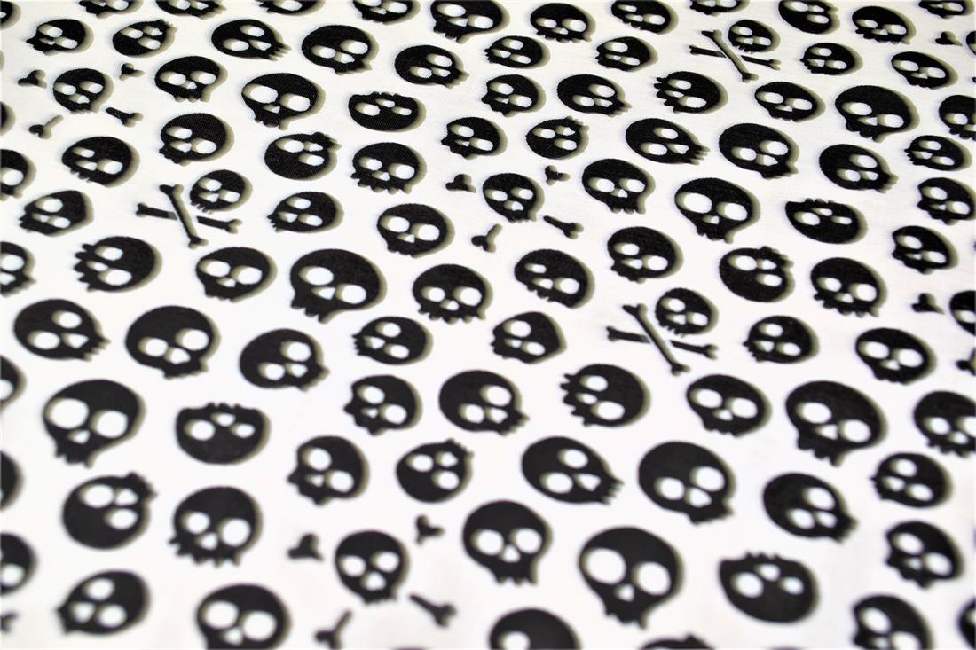 Skulls All Over Printed Poly Cotton Fabric