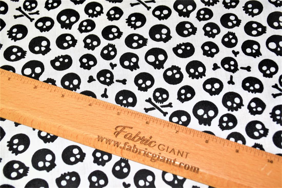 Skulls All Over Printed Poly Cotton Fabric