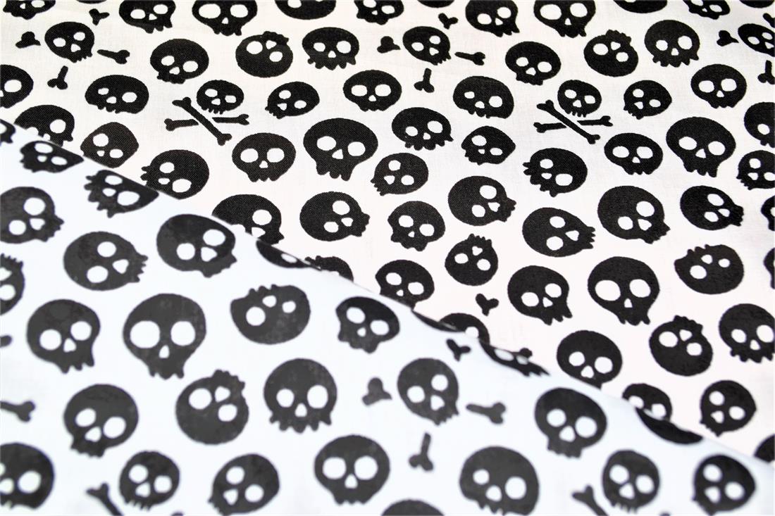 Skulls All Over Printed Poly Cotton Fabric