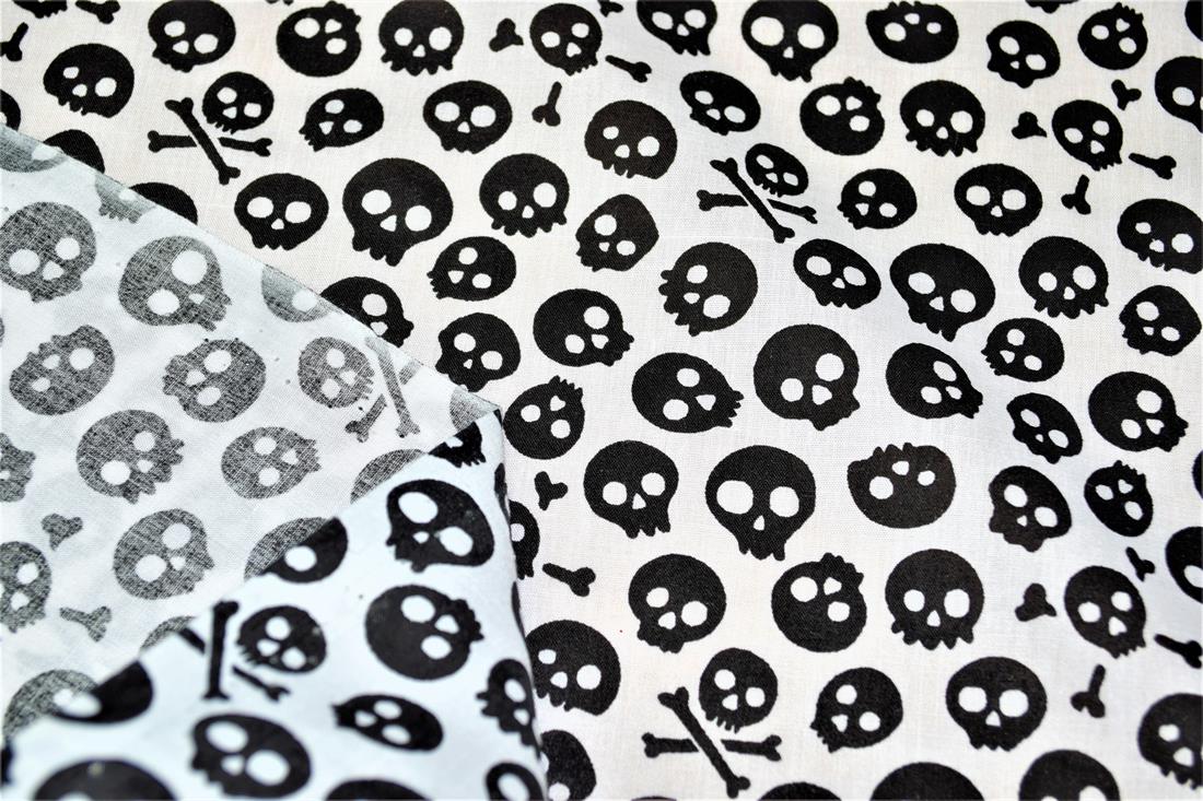 Skulls All Over Printed Poly Cotton Fabric