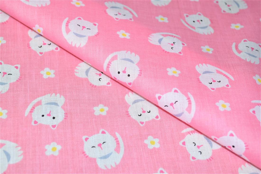 Cartoon Cats Printed Poly Cotton Fabric