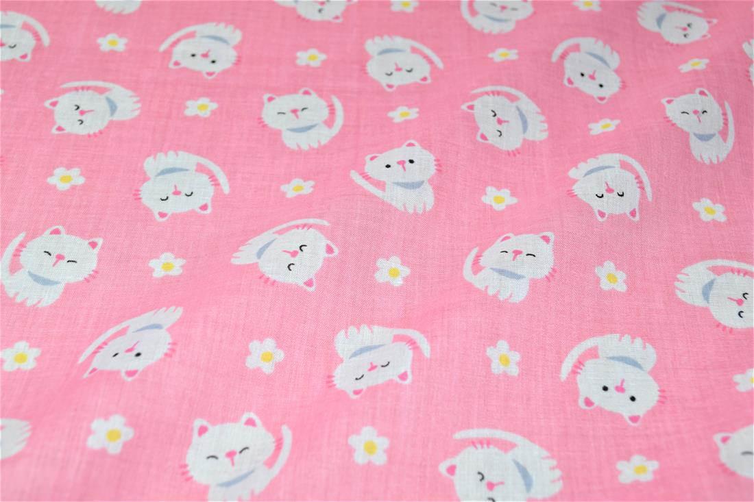 Cartoon Cats Printed Poly Cotton Fabric