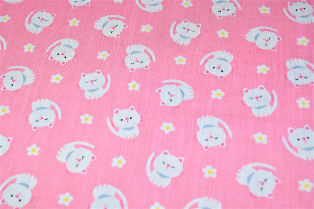 Cartoon Cats Printed Poly Cotton Fabric