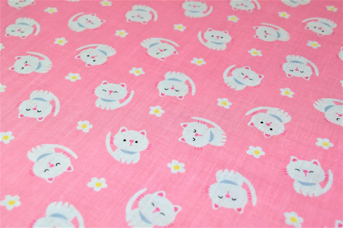 Cartoon Cats Printed Poly Cotton Fabric