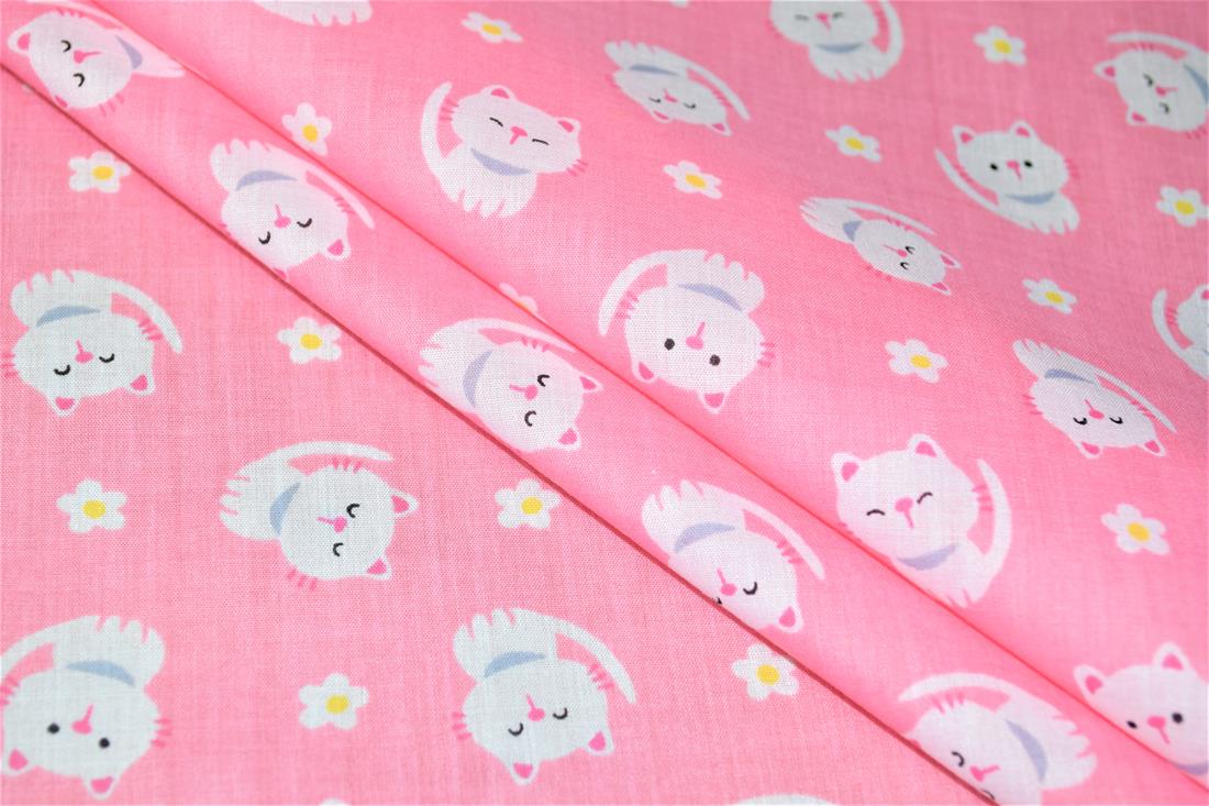 Cartoon Cats Printed Poly Cotton Fabric