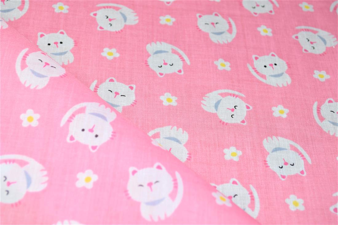 Cartoon Cats Printed Poly Cotton Fabric