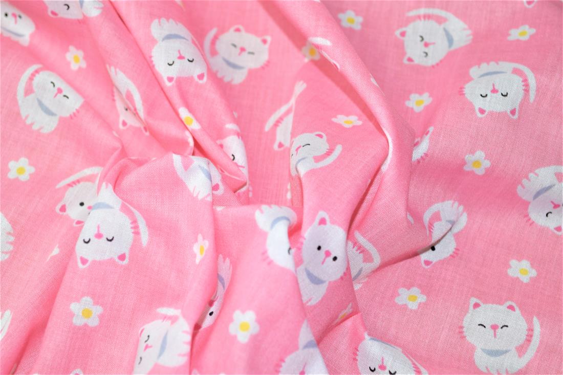 Cartoon Cats Printed Poly Cotton Fabric