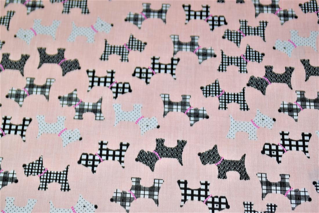 Dog Silhouette Pattern Printed Poly Cotton Fabric