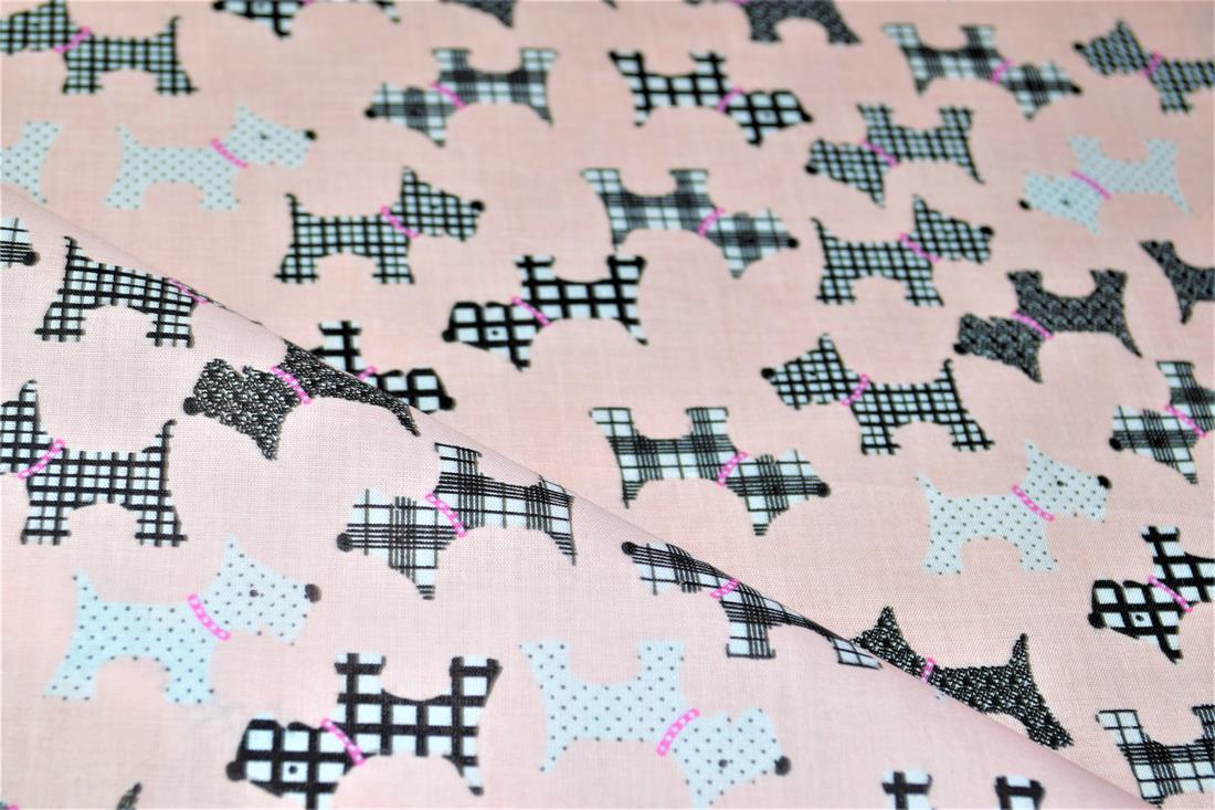 Dog Silhouette Pattern Printed Poly Cotton Fabric