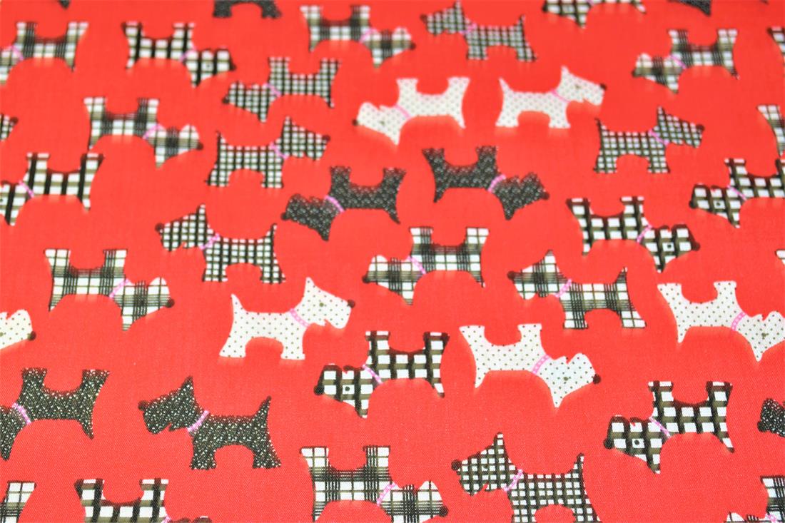 Dog Silhouette Pattern Printed Poly Cotton Fabric