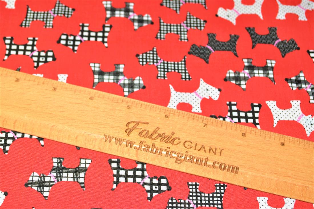 Dog Silhouette Pattern Printed Poly Cotton Fabric
