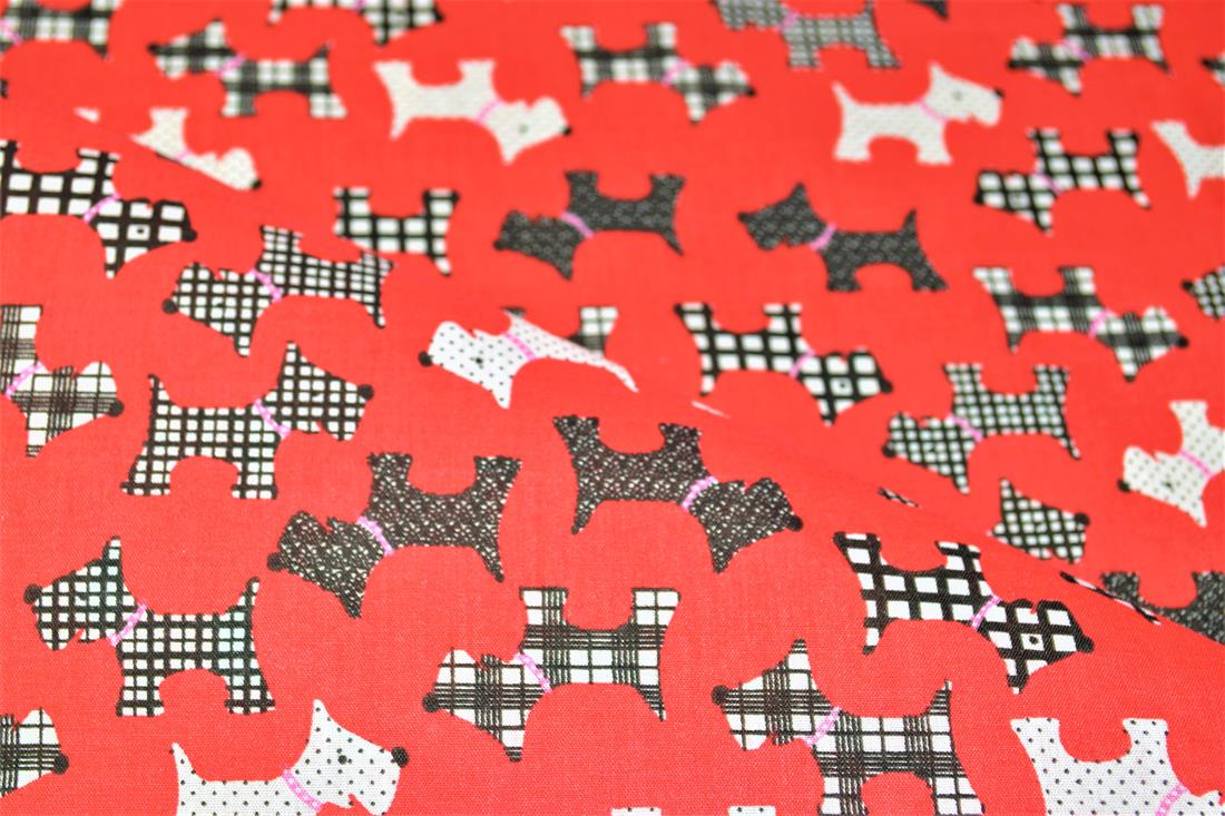 Dog Silhouette Pattern Printed Poly Cotton Fabric