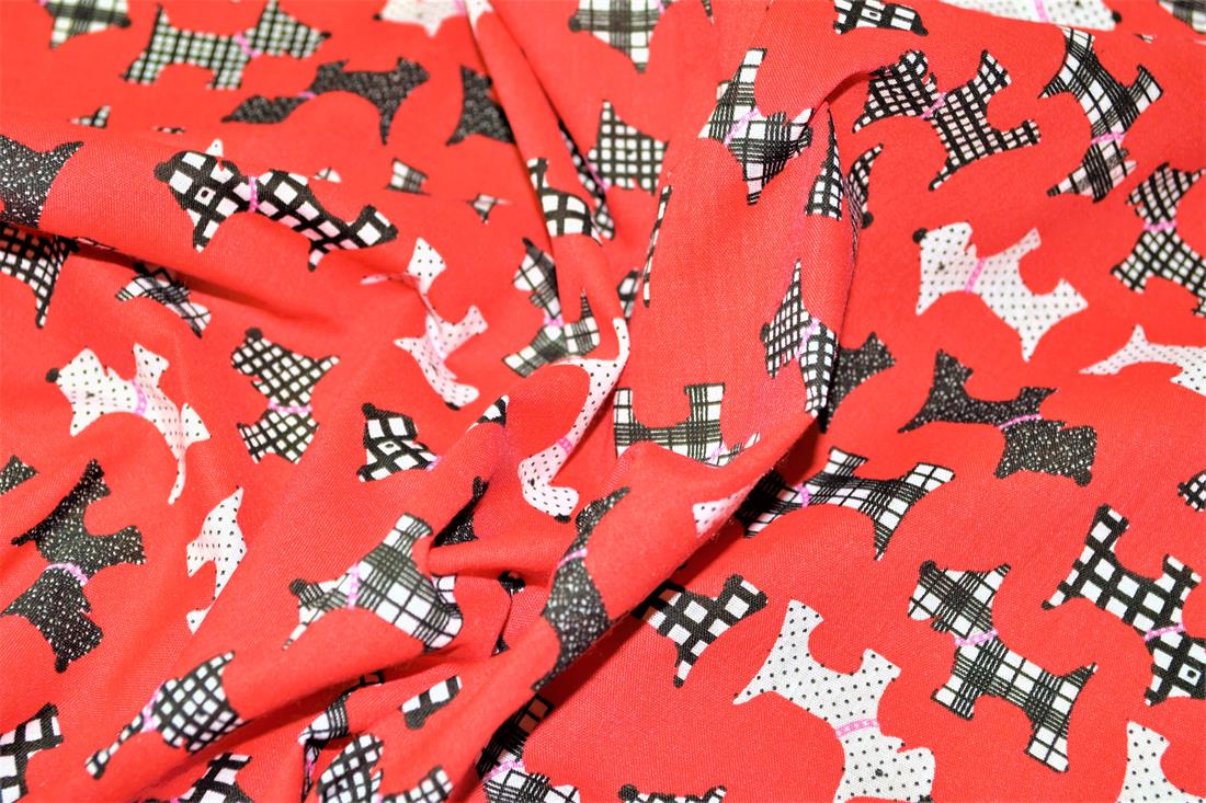 Dog Silhouette Pattern Printed Poly Cotton Fabric