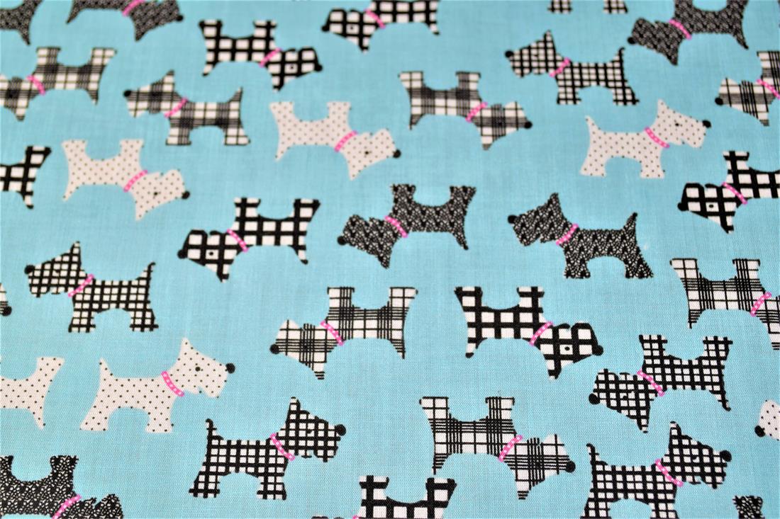 Dog Silhouette Pattern Printed Poly Cotton Fabric