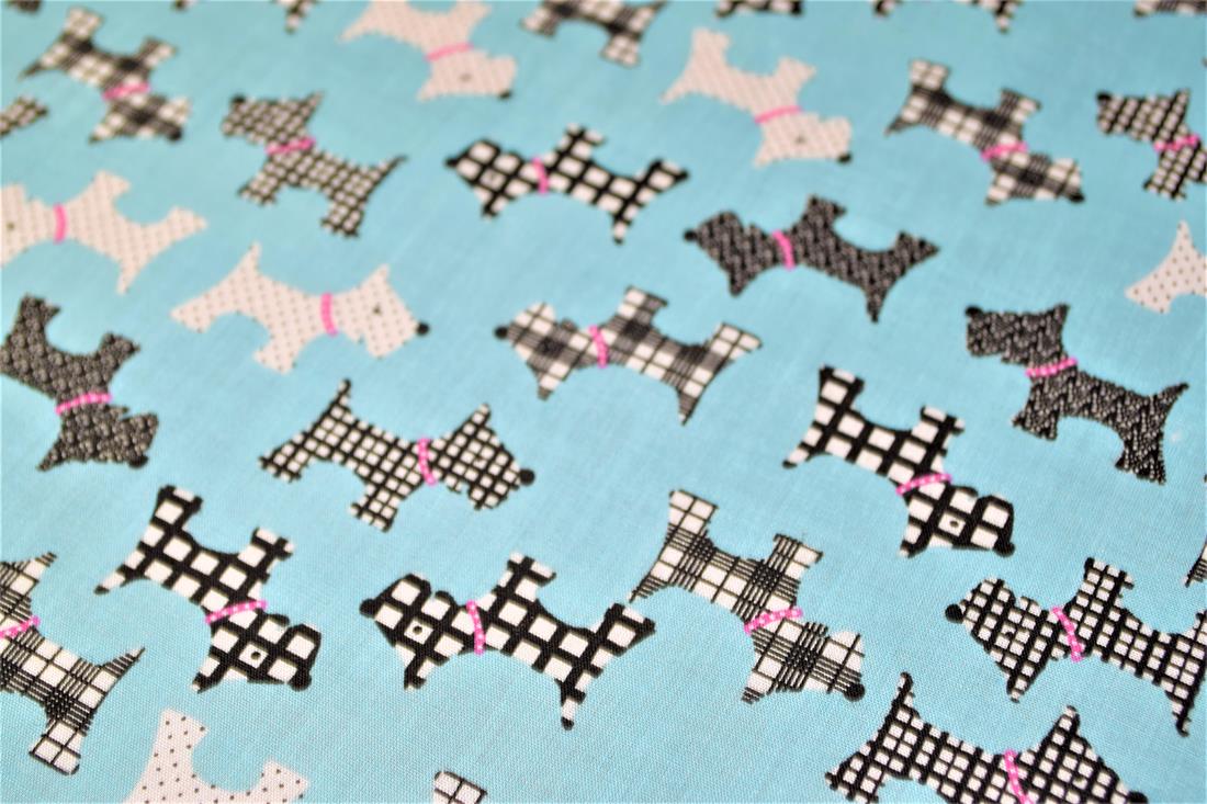 Dog Silhouette Pattern Printed Poly Cotton Fabric