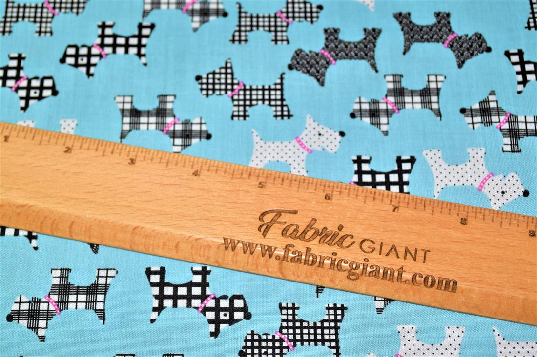 Dog Silhouette Pattern Printed Poly Cotton Fabric