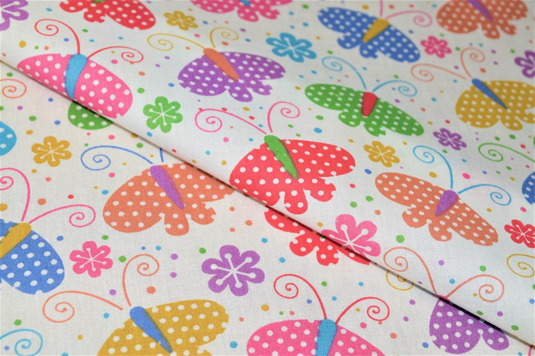 White Printed Poly Cotton Fabric