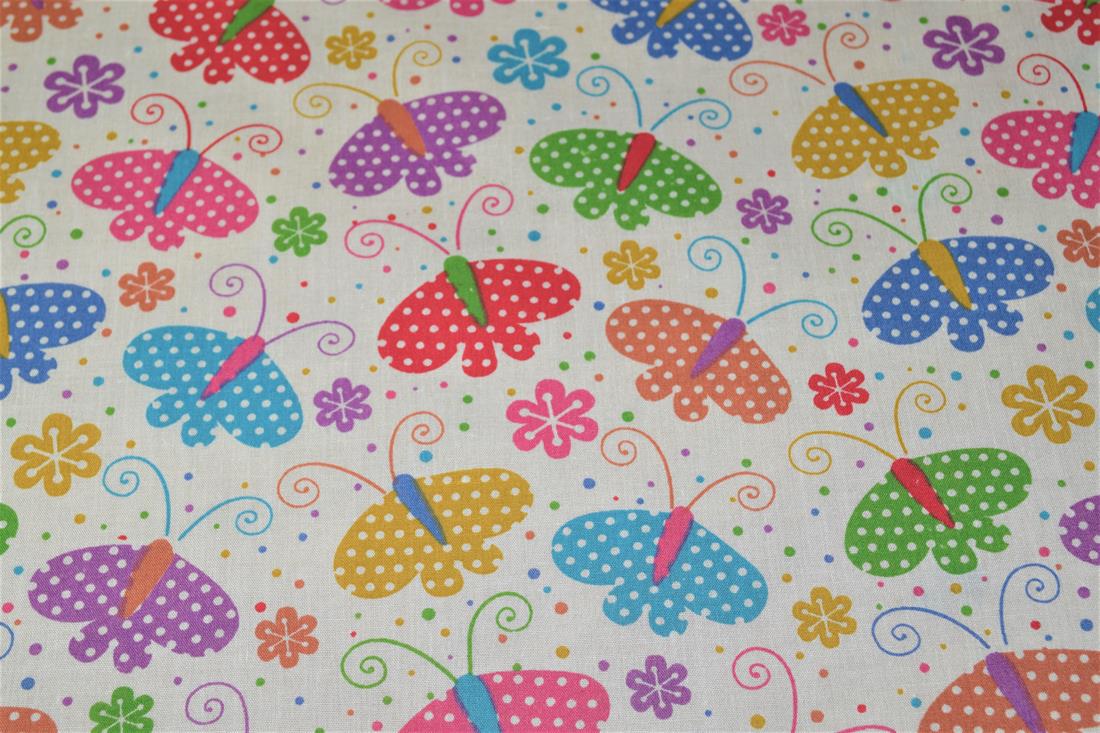 White Printed Poly Cotton Fabric