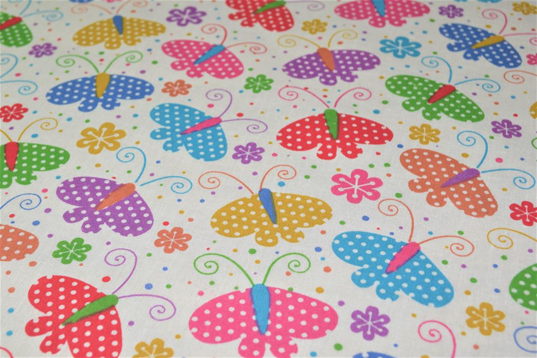White Printed Poly Cotton Fabric