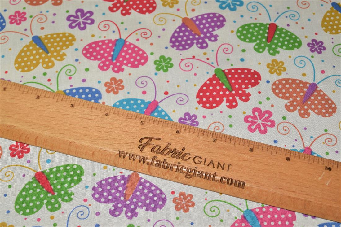 White Printed Poly Cotton Fabric