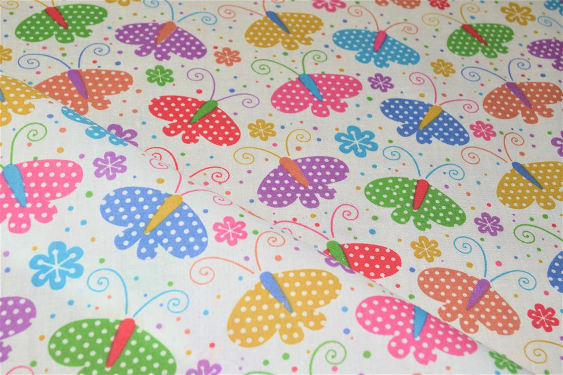 White Printed Poly Cotton Fabric