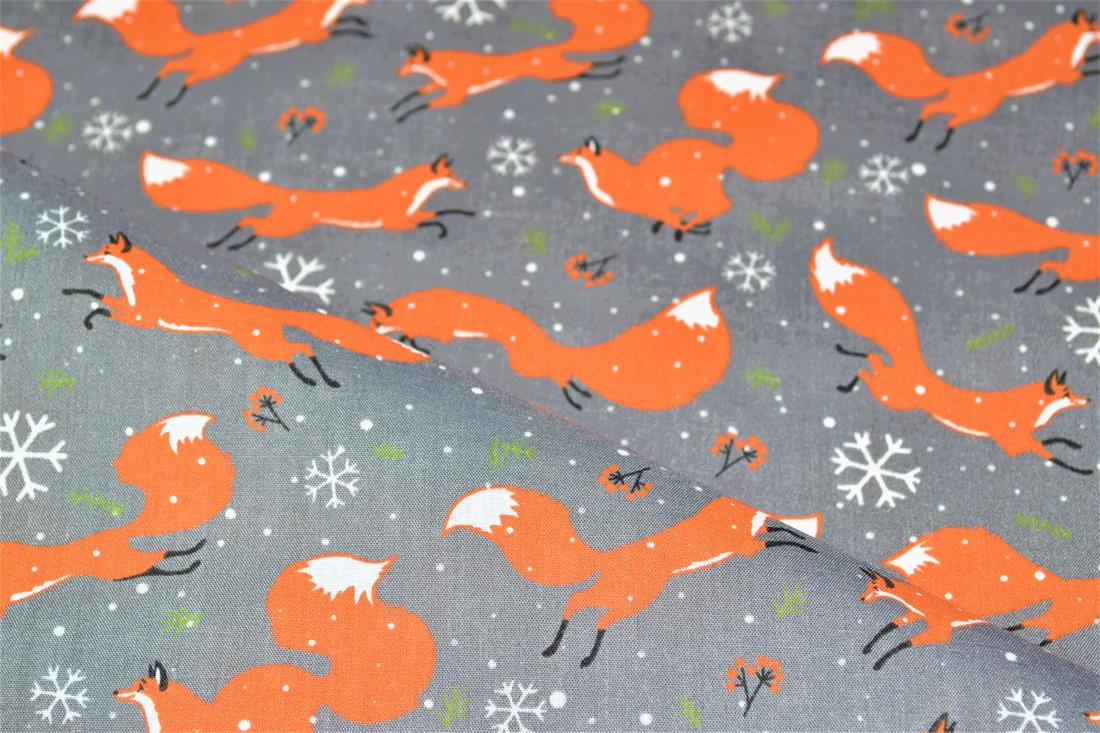 Fox Print Christmas Fabric