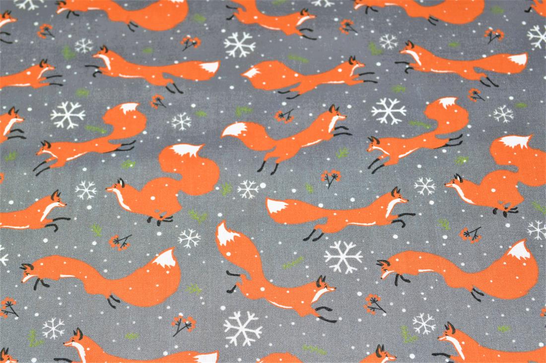 Fox Print Christmas Fabric
