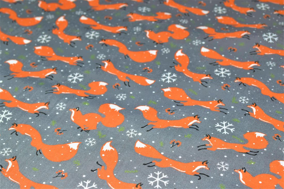 Fox Print Christmas Fabric
