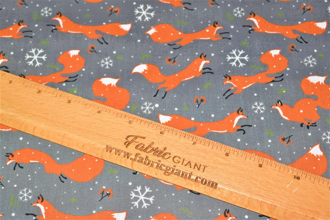 Fox Print Christmas Fabric