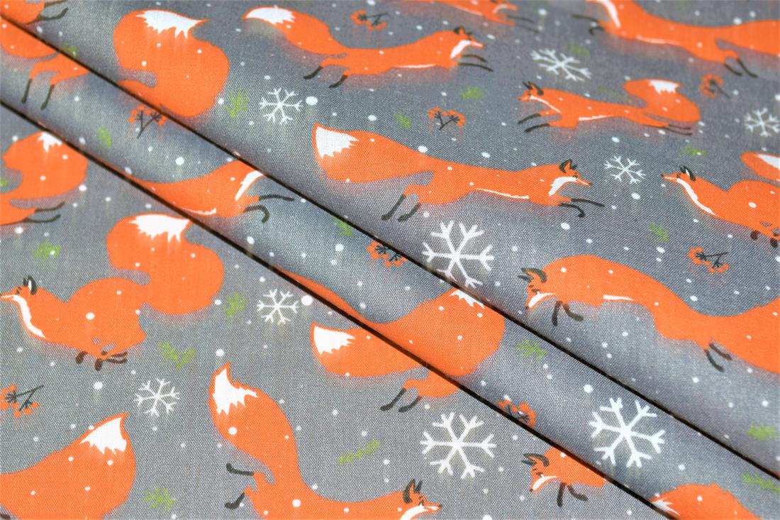 Fox Print Christmas Fabric