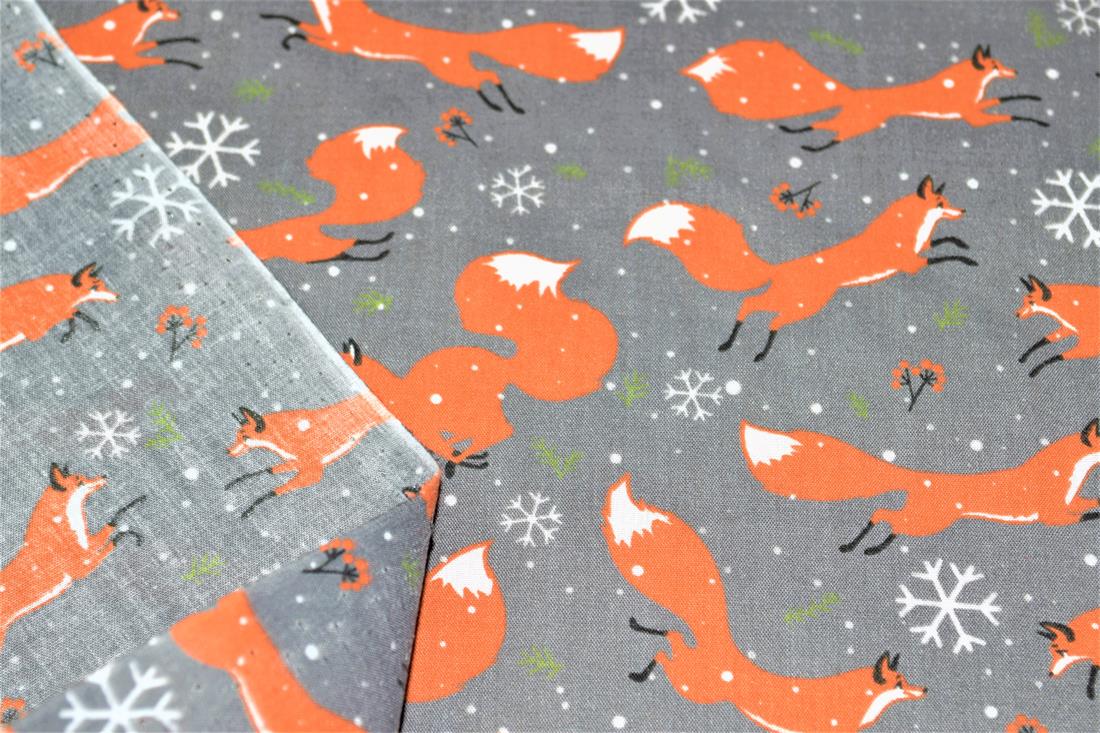 Fox Print Christmas Fabric