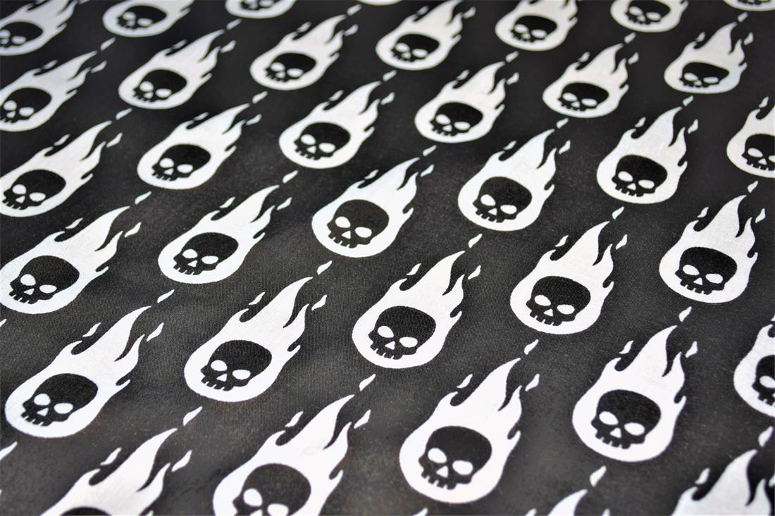 Skulls on Fire Printed Poly Cotton Fabric
