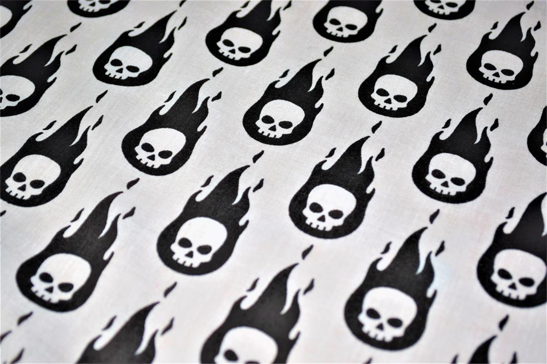 Skulls on Fire Printed Poly Cotton Fabric