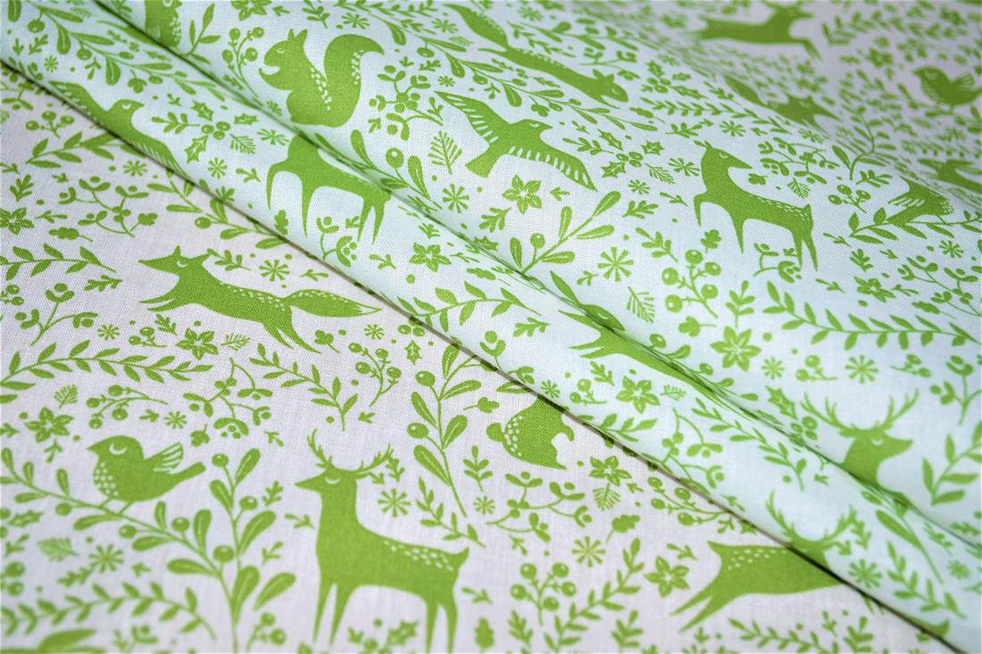 Prancing Forest Animals Printed PolyCotton Fabric