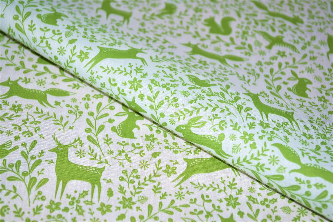 Prancing Forest Animals Printed PolyCotton Fabric
